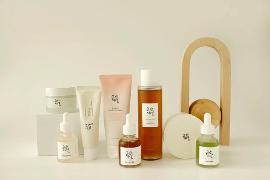 A lineup of Beauty of Joseon products including the Glow Serum, Dynasty Cream and Relief Sun, for our guide to the range