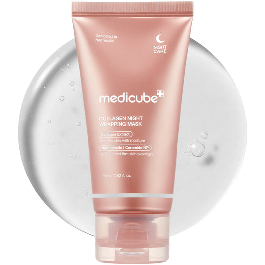 Medicube Collagen Night Wrapping Mask 75ml, Korean overnight peel-off mask with collagen, niacinamide, and ceramide NP