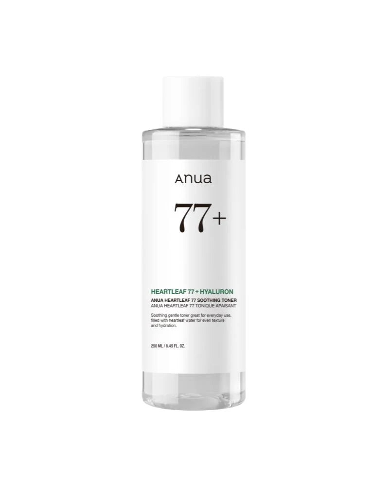 Anua Heartleaf 77% Soothing Toner 250ml, clear bottle with houttuynia cordata extract