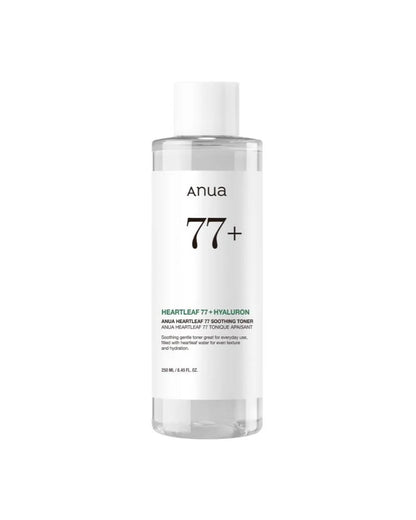 Anua Heartleaf 77% Soothing Toner 250ml, clear bottle with houttuynia cordata extract