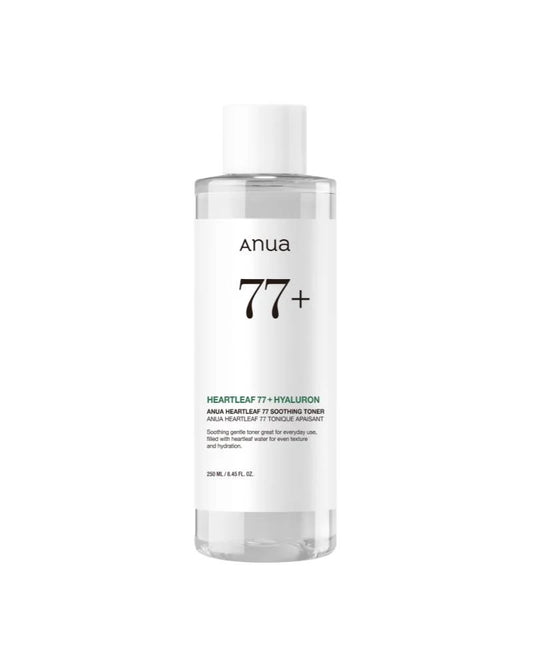 Anua Heartleaf 77% Soothing Toner 250ml, clear bottle with houttuynia cordata extract