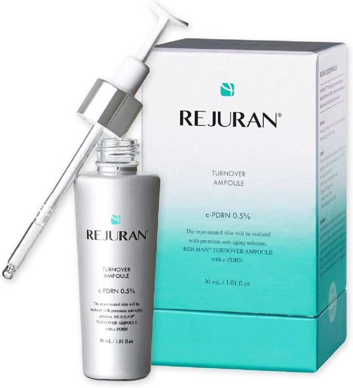 Rejuran Turnover Ampoule 30ml bottle, a niacinamide and hydrolysed DNA Korean serum