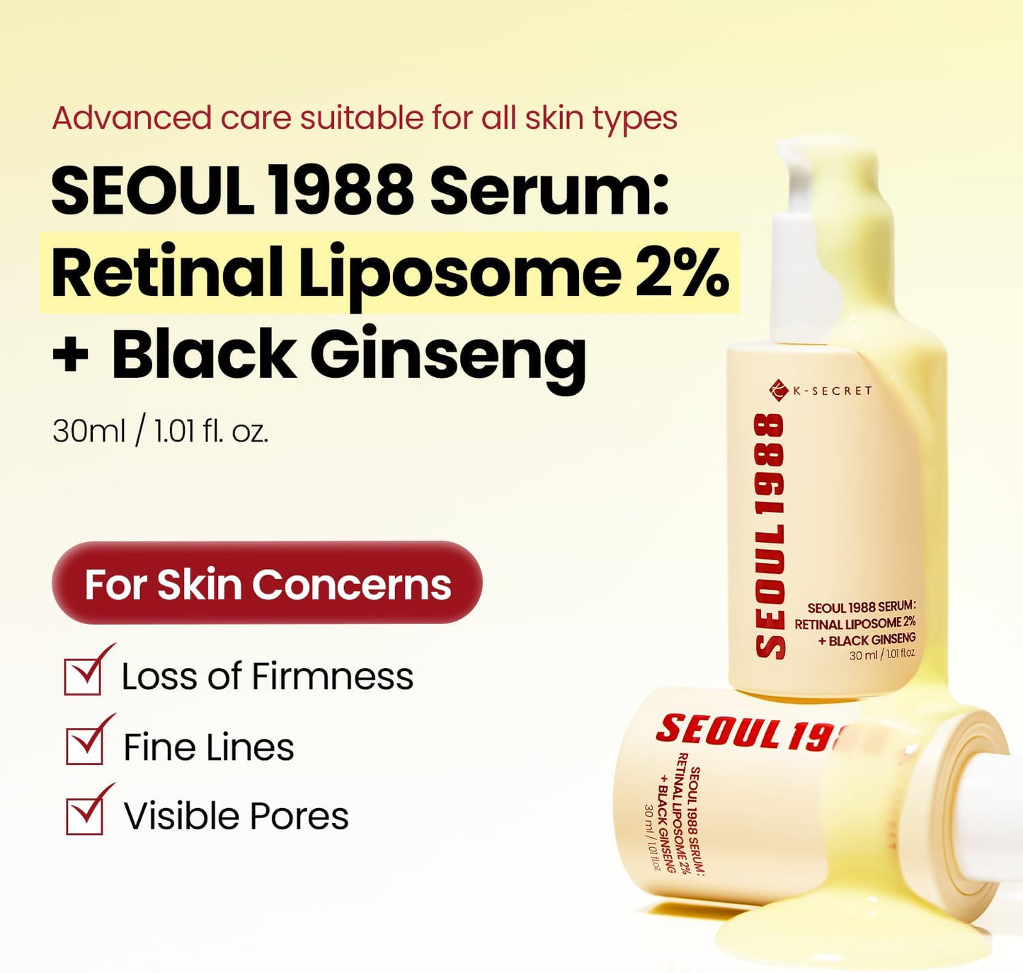 K-SECRET Seoul 1988 Serum: Retinal Liposome 2% + Black Ginseng 30ml