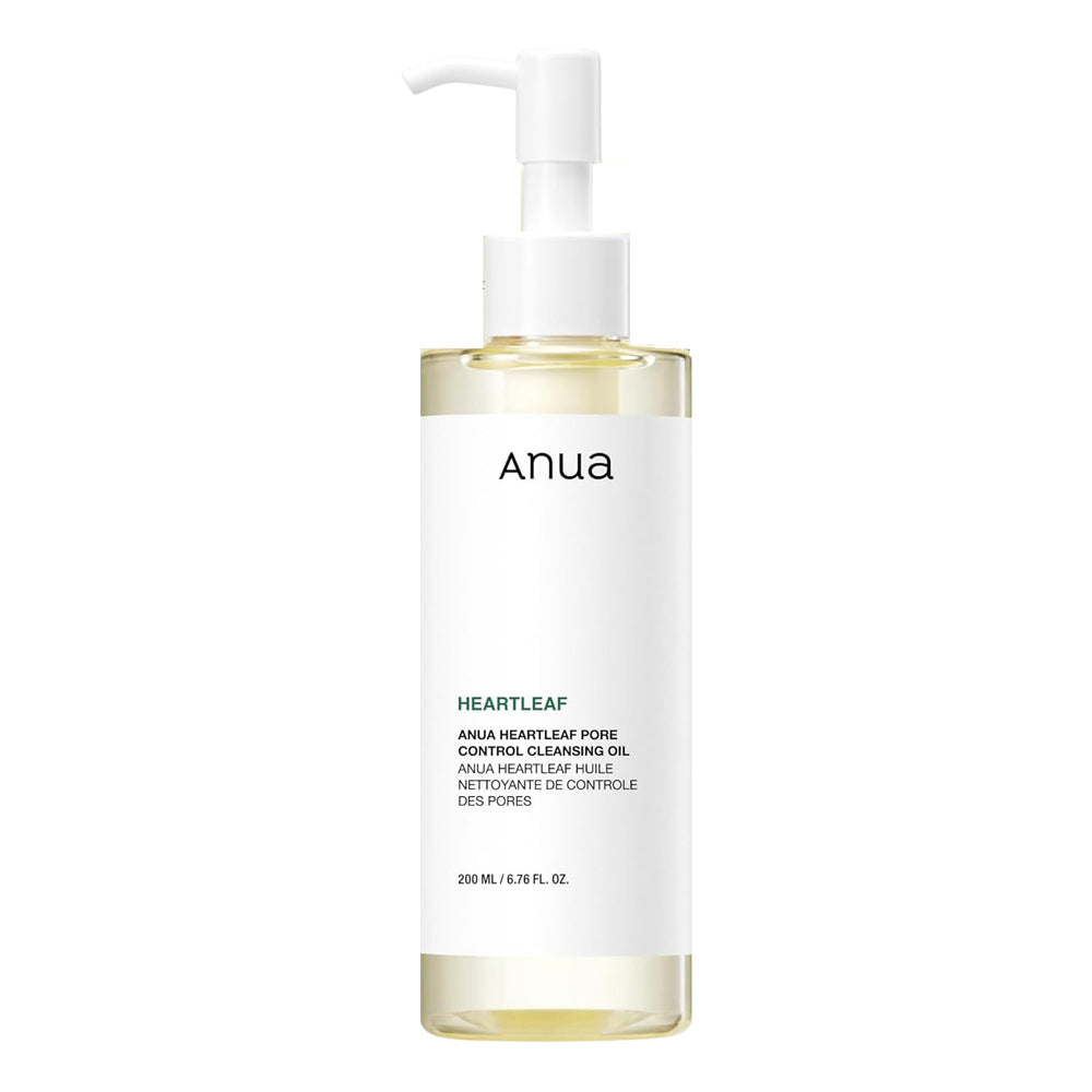 Anua Heartleaf Pore Control Cleansing Oil 200ml, clear pump bottle with houttuynia cordata extract