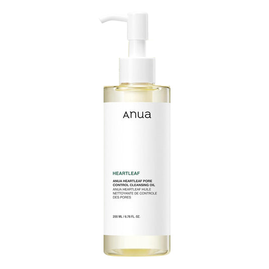 Anua Heartleaf Pore Control Cleansing Oil 200ml, clear pump bottle with houttuynia cordata extract