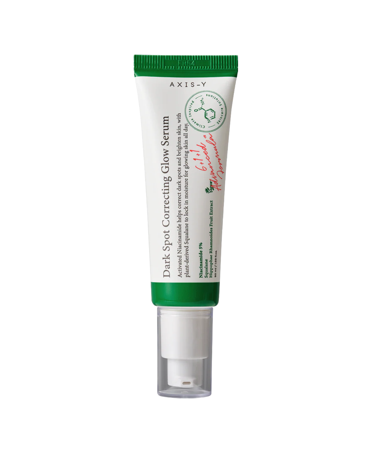 AXIS-Y Dark Spot Correcting Glow Serum 50ml bottle with niacinamide and squalane