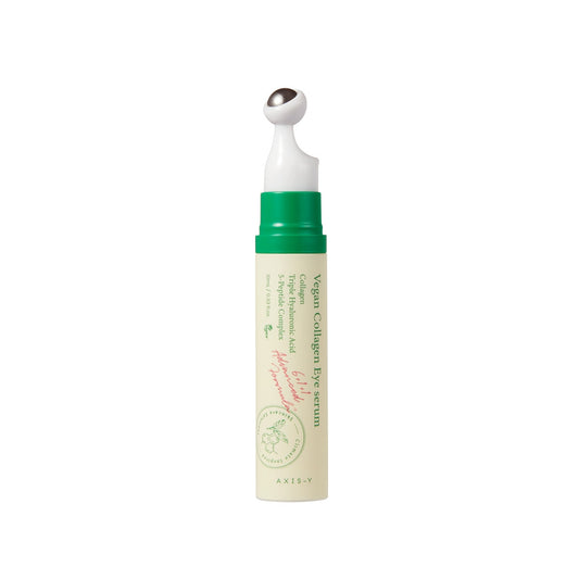 AXIS-Y Vegan Collagen Eye Serum 10ml, frosted pump bottle with vegan collagen, peptides, and adenosine