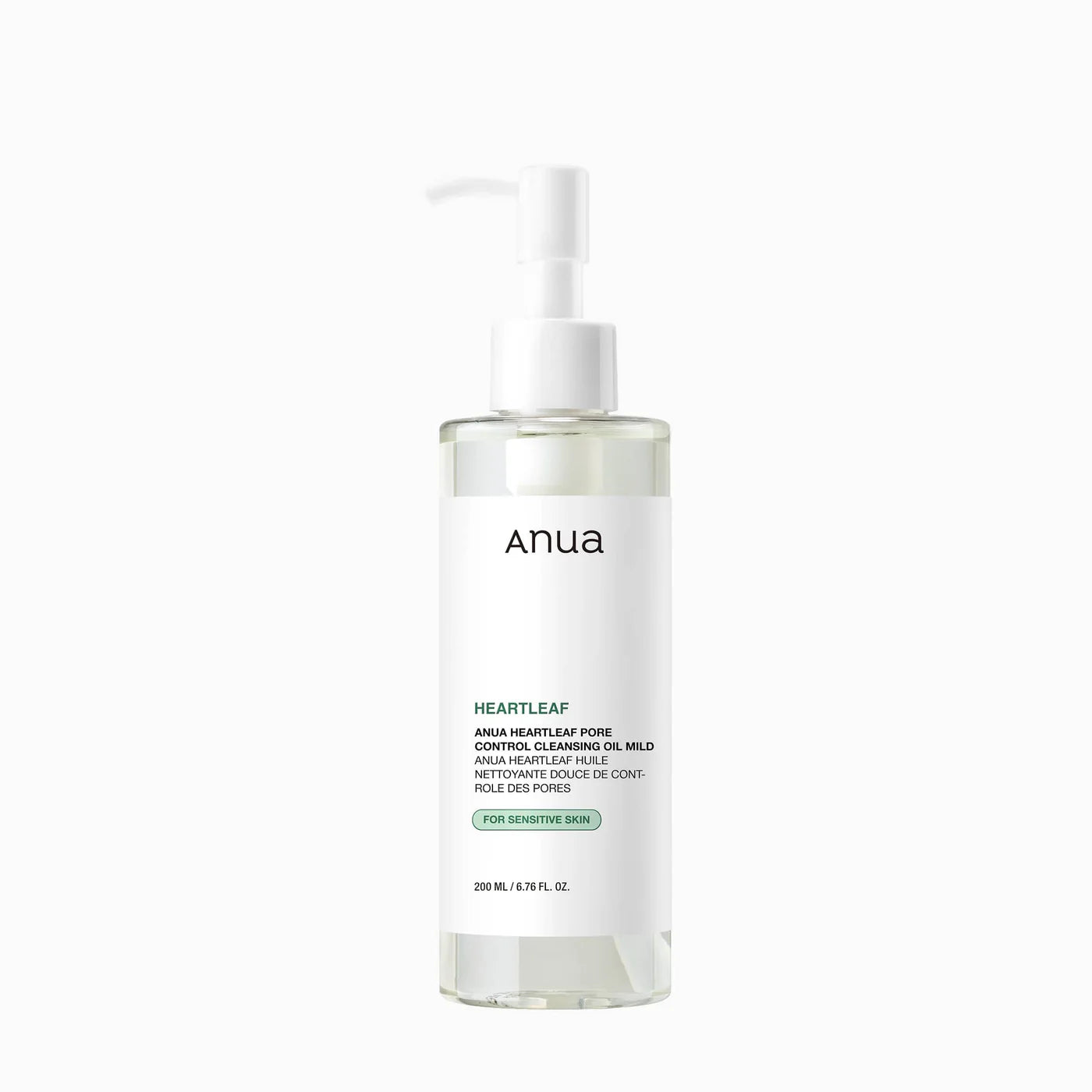 Anua Heartleaf Pore Control Cleansing Oil Mild 200ml, clear bottle with houttuynia cordata extract