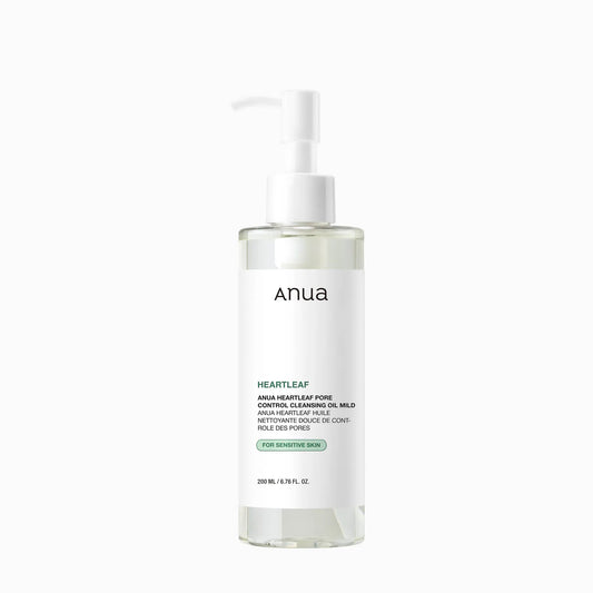 Anua Heartleaf Pore Control Cleansing Oil Mild 200ml, clear bottle with houttuynia cordata extract