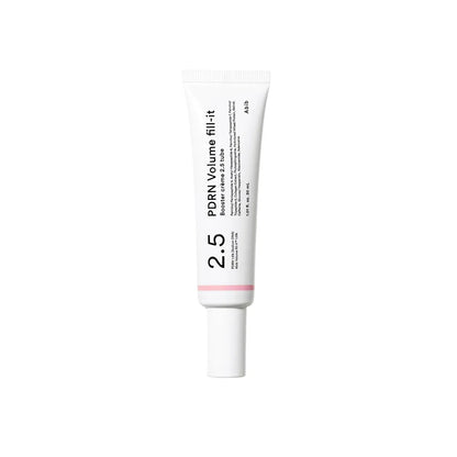 Abib PDRN Volume Fill-it Booster Crème 2.5 Tube 30ml, a white tube with a pink band
