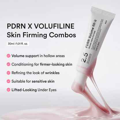 Abib PDRN Volume Fill-it 30ml tube with soft pink cream flowing from the tip