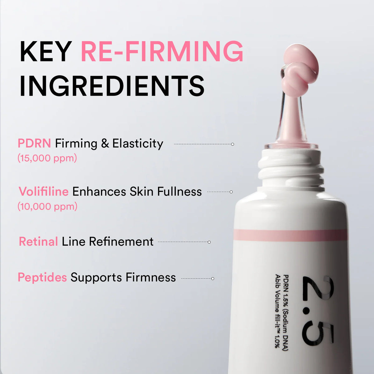 Abib PDRN Volume Fill-it key ingredients: PDRN, Volufiline, retinal and peptides
