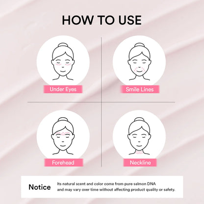How to use Abib PDRN Volume Fill-it: pat it under the eyes, on smile lines, forehead and neck