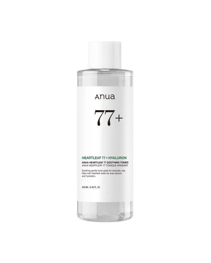 Anua Heartleaf 77% Soothing Toner 250ml, clear bottle with houttuynia cordata extract