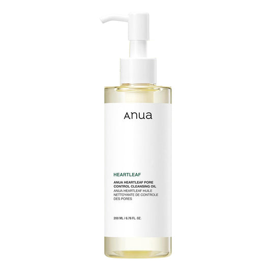 Anua Heartleaf Pore Control Cleansing Oil 200ml, clear pump bottle with houttuynia cordata extract