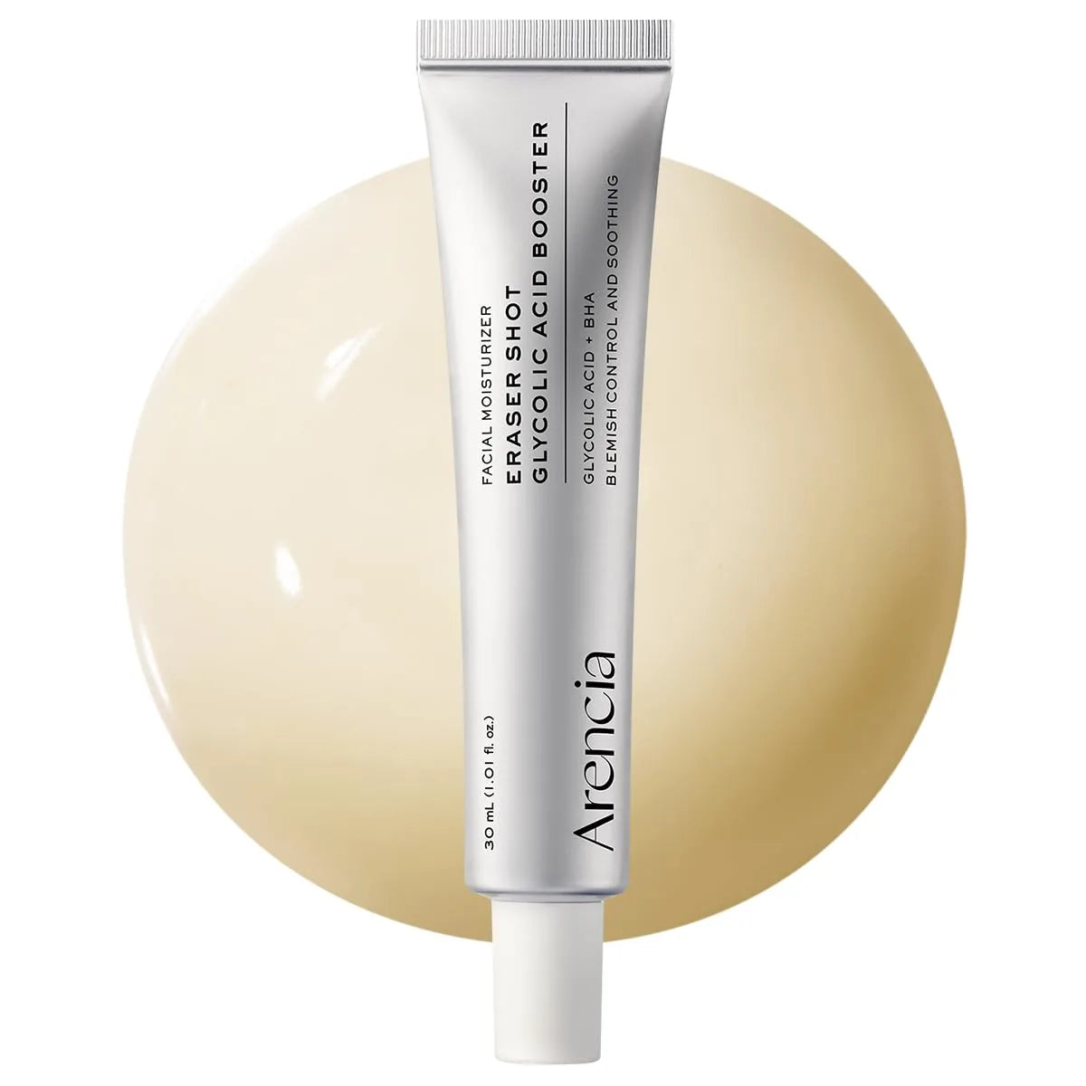 Arencia Eraser Shot Glycolic Acid Booster 30ml, light cream serum with glycolic, salicylic and lactobionic acids