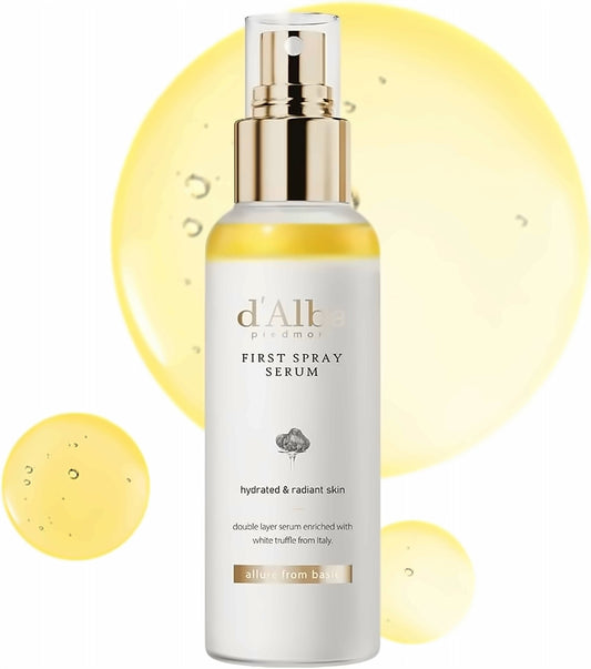 d'Alba White Truffle First Spray Serum, dual-phase hydrating mist with niacinamide and avocado oil, 50ml and 100ml