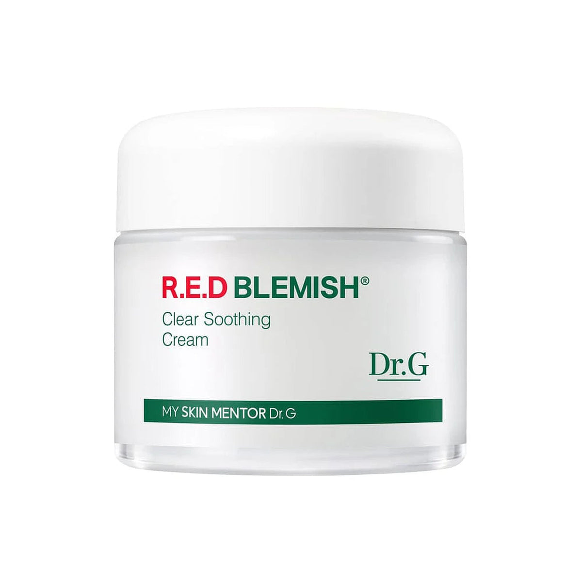 Dr.G Red Blemish Clear Soothing Cream 70ml, white and red tub with centella cica complex for sensitive skin