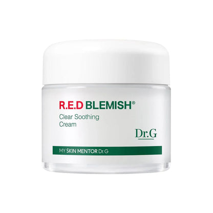 Dr.G Red Blemish Clear Soothing Cream 70ml, white and red tub with centella cica complex for sensitive skin