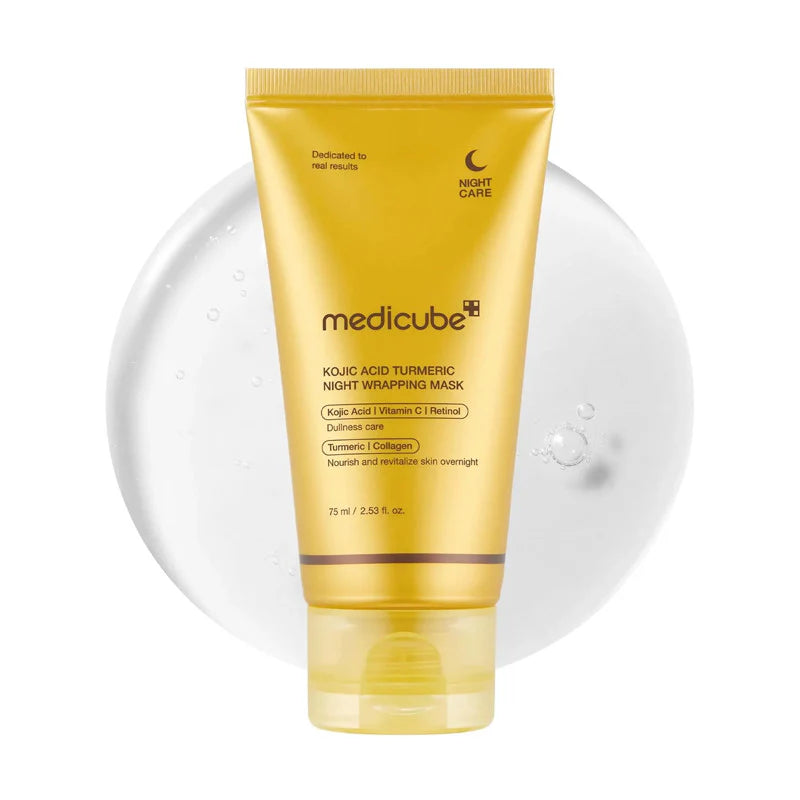 Medicube Kojic Acid Turmeric Night Wrapping Mask 75ml, Korean overnight peel-off mask with kojic acid, turmeric, and retinol